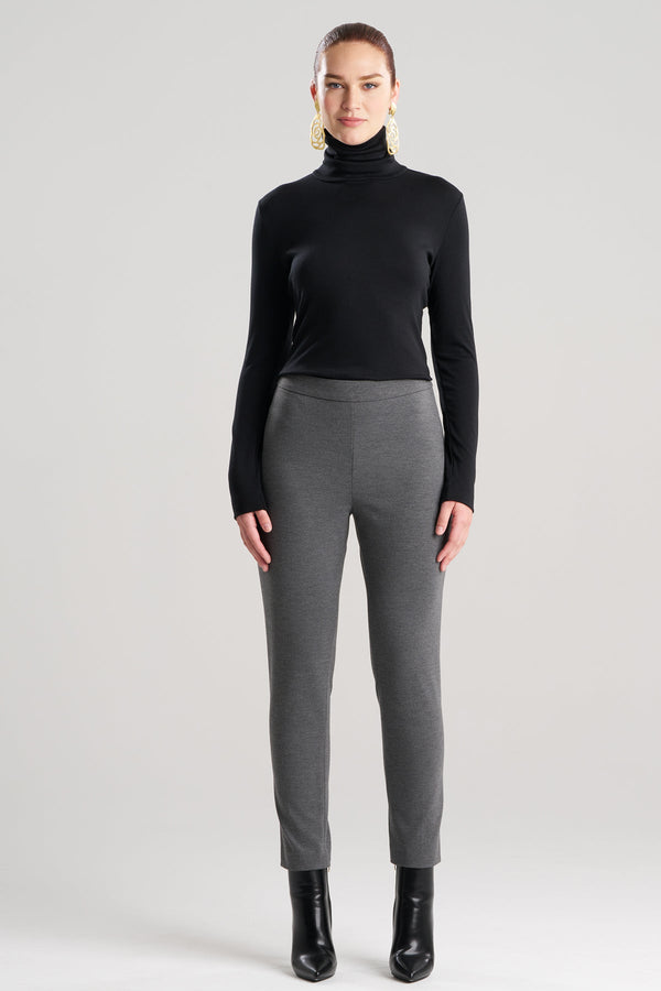 natori Compact Knit Side Zip Ankle Pants Dark Grey Heather