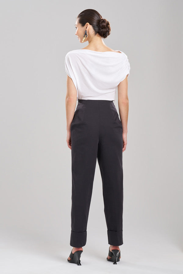 Natori Cotton Chino High Waisted Pleated Pants Black