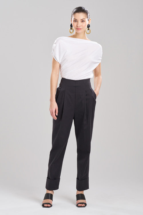 natori Cotton Chino High Waisted Pleated Pants Black