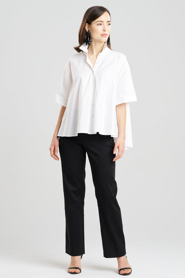 Natori Cotton Poplin Short Sleeve Trapeze Shirt White