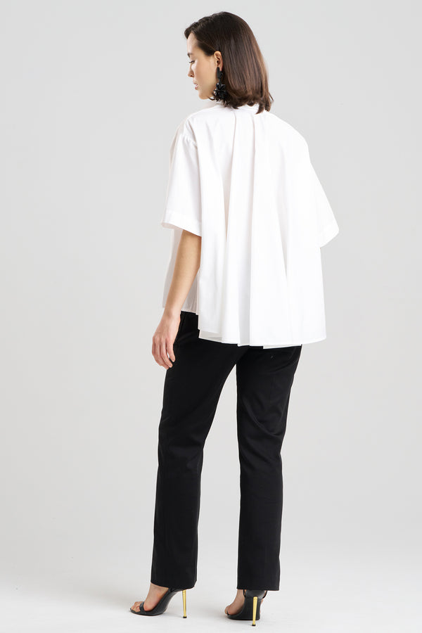 Natori Cotton Poplin Short Sleeve Trapeze Shirt White