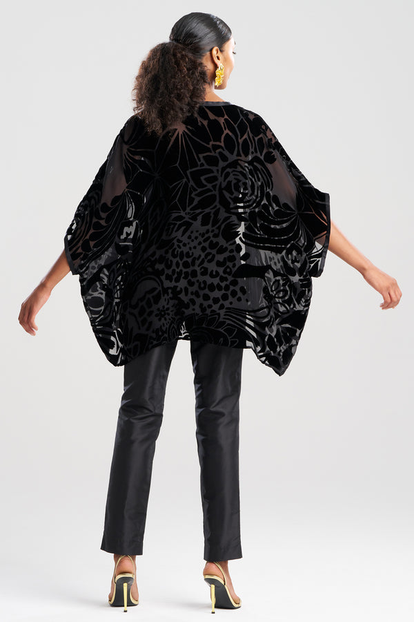 Natori Couture Burnout Velvet Cocoon Cardigan Black