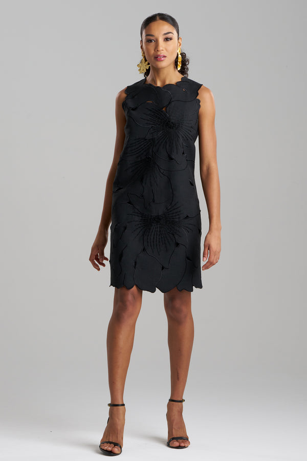 Natori Couture Canvas Embellished Shift Dress Black