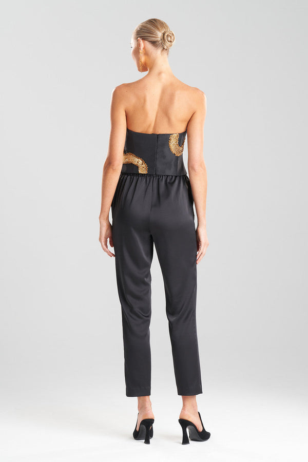 Natori Couture Dragon Embroidered Silk Bustier Black