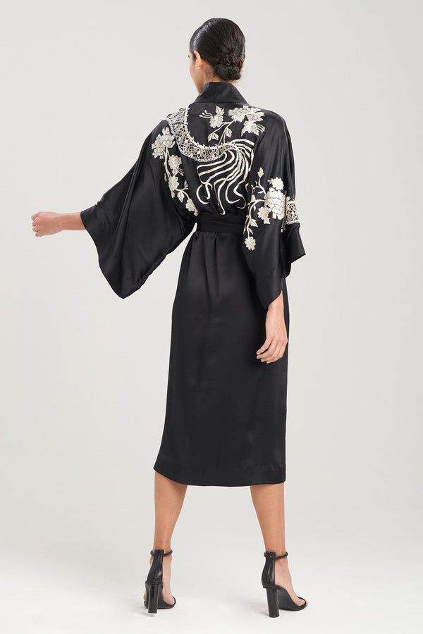Natori Couture Hanaka Dragon Embellished Robe Black