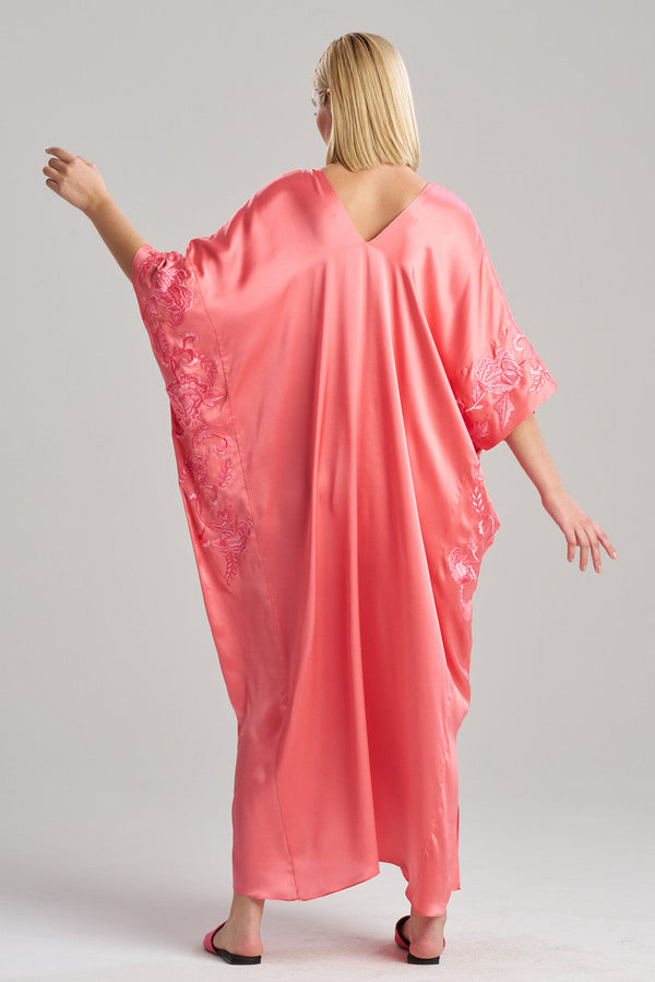 Natori Couture Malaga Embroidered Silk Caftan Parfait