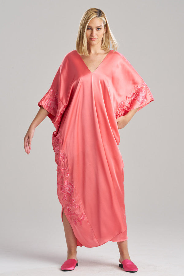 natori Couture Malaga Embroidered Silk Caftan Parfait