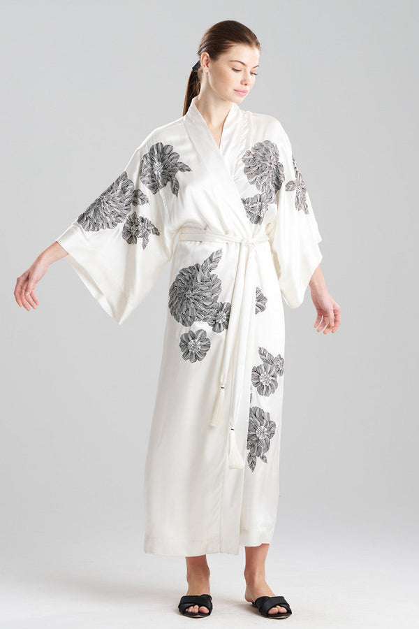 Natori Couture Miyoshi Embroidered Silk Robe Warm White