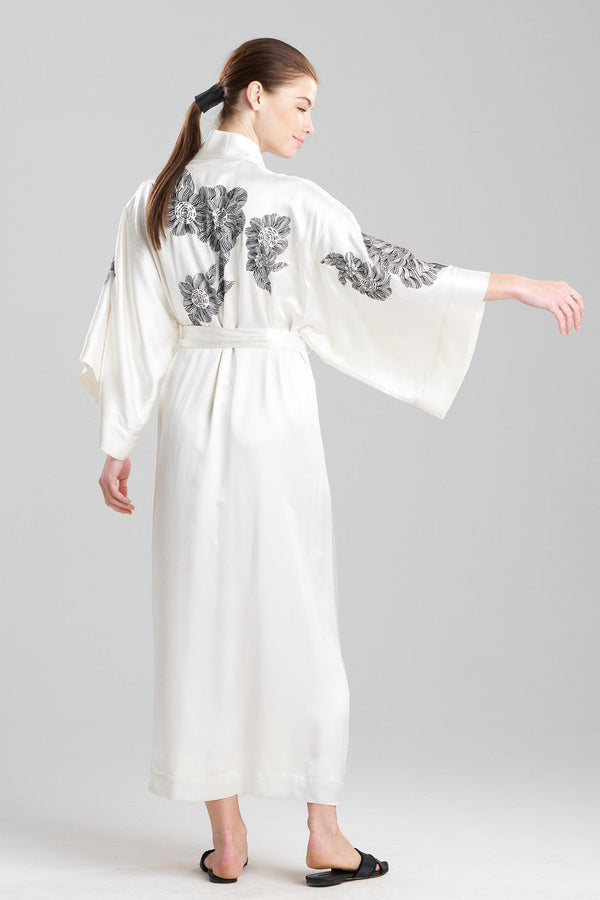 Natori Couture Miyoshi Embroidered Silk Robe Warm White