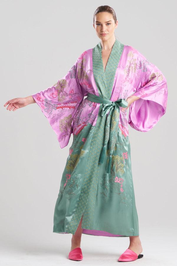 Natori Couture Nara Embellished Drop Sleeve Silk Robe Lilac Rose