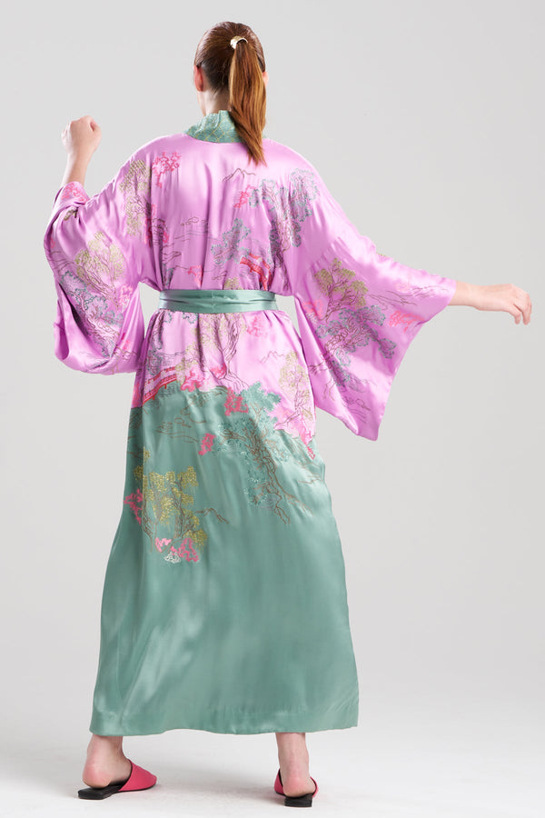 Natori Couture Nara Embellished Drop Sleeve Silk Robe Lilac Rose