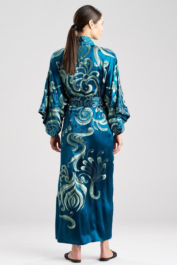 Natori Couture Nouveau Embellished Silk Robe Spruce