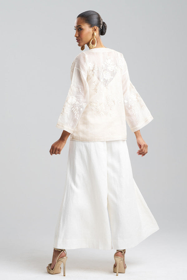 Natori Couture Piña Embroidered Mandarin Jacket Natural