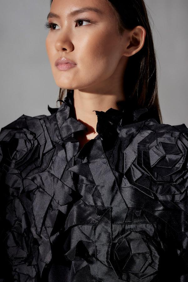 natori Couture Silk Dupioni Embellished Jacket Black