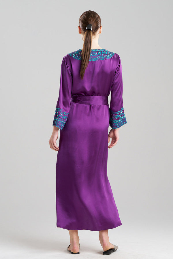 Natori Couture Ysobel Embroidered Silk Caftan Imperial Purple