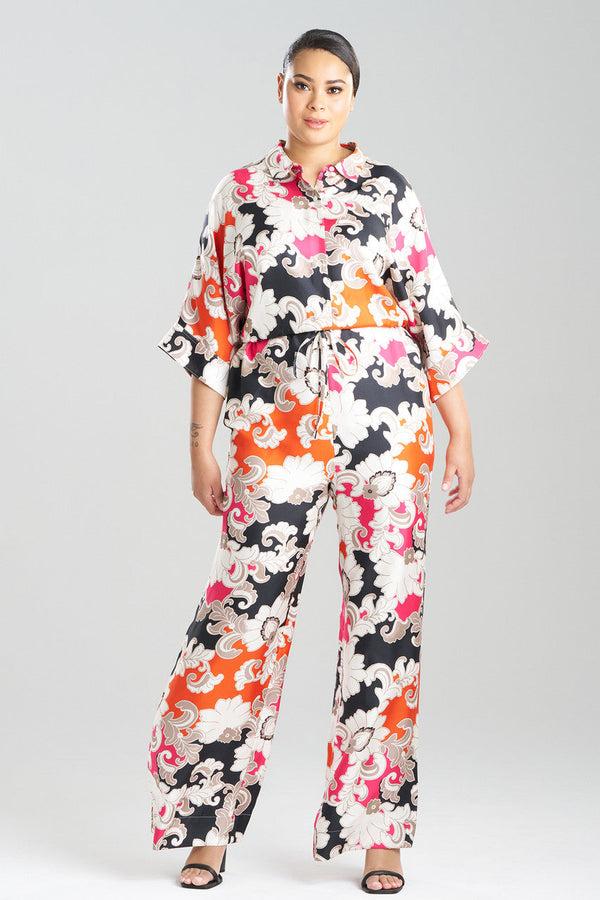 Natori Cressida Printed Silk Twill Jumpsuit Multi Combo