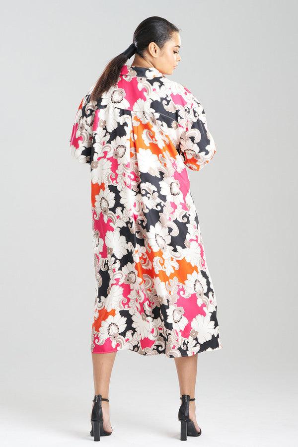 Natori Cressida Printed Silk Twill Oversized Shirtdress Multi Combo