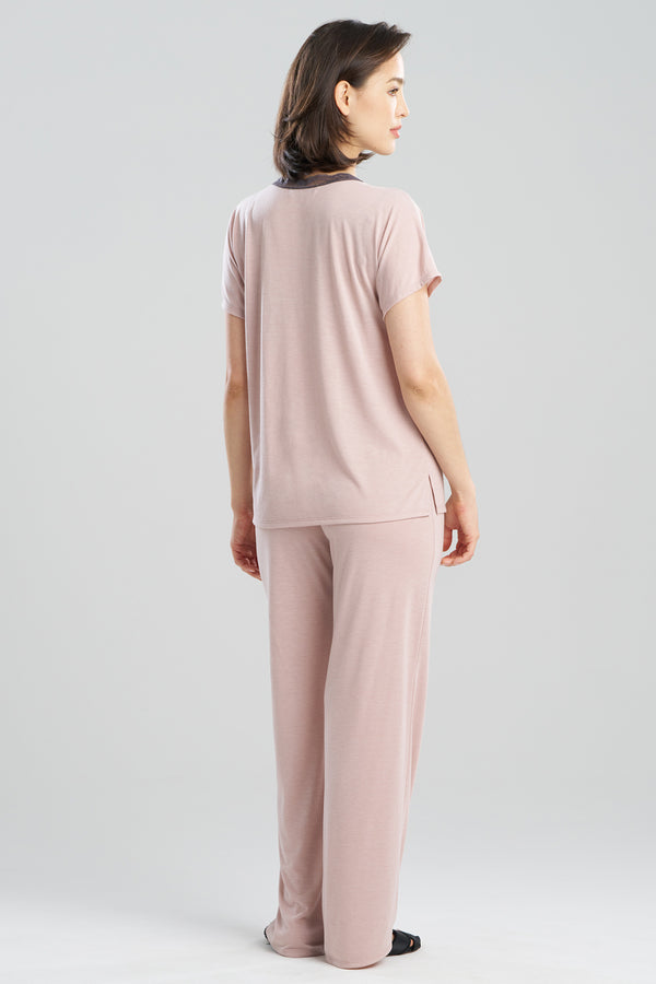 Natori Dhalia Knit Jersey Lace Short Sleeve PJ Pale Pink