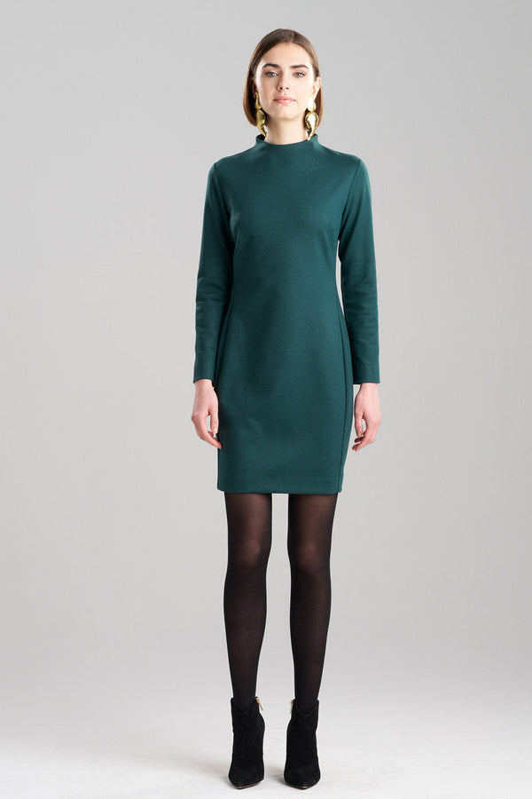 Natori Double Jersey Mock Neck Sheath Dress Bottle Green