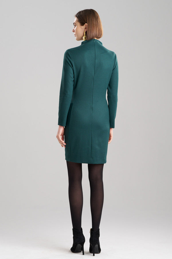 Natori Double Jersey Mock Neck Sheath Dress Bottle Green