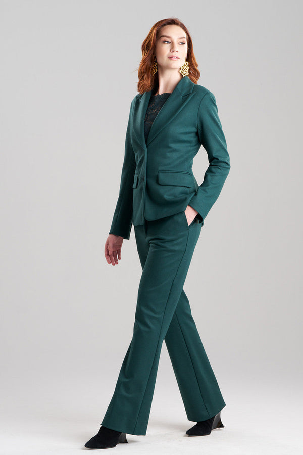 Natori Double Jersey Two Button Lapel Blazer Bottle Green
