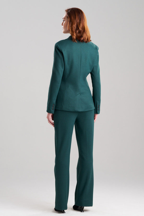 Natori Double Jersey Two Button Lapel Blazer Bottle Green