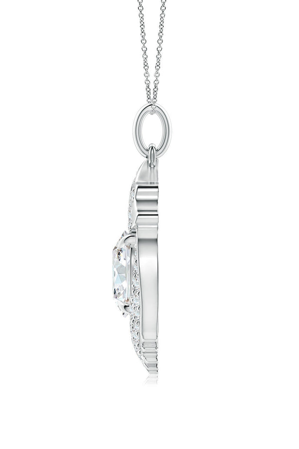 Natori Dragon Lab-Grown 14K Gold Round Diamond Pendant Necklace 14K White Gold