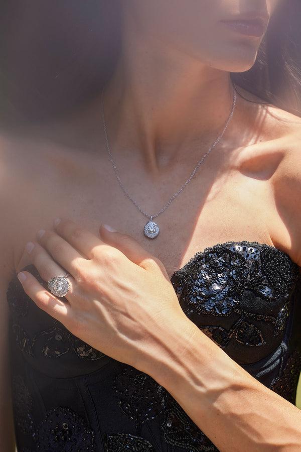 natori Dragon Lab-Grown 14K Gold Round Diamond Pendant Necklace 14K White Gold