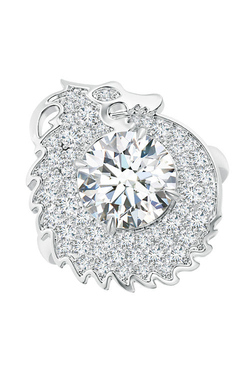 Natori Dragon Lab-Grown 14K Gold Round Diamond Ring 14K White Gold