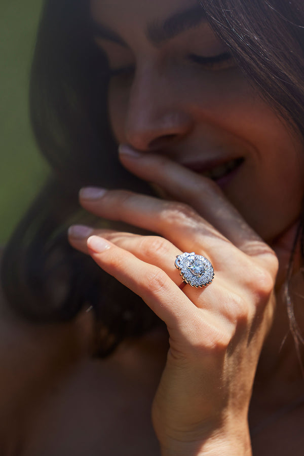 natori Dragon Lab-Grown 14K Gold Round Diamond Ring 14K White Gold