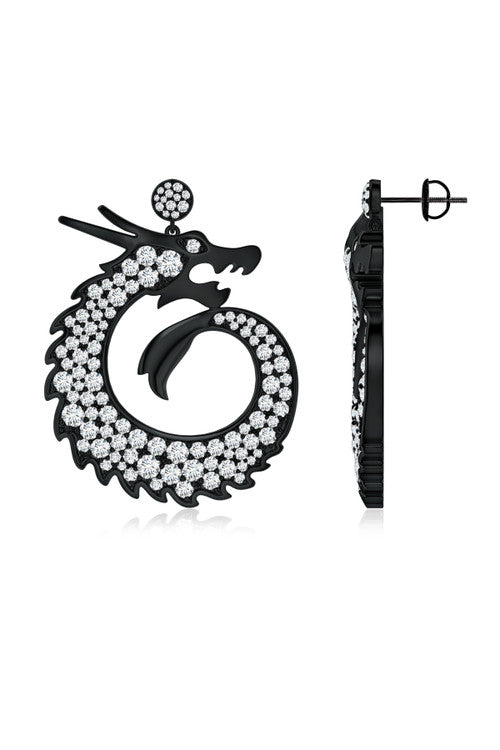 Natori Dragon Lab-Grown Diamond Silver Drop Earrings Midnight Silver