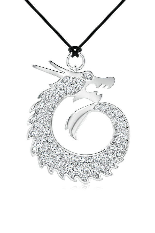 natori Dragon Lab-Grown Diamond Silver Pendant Necklace 925 Silver