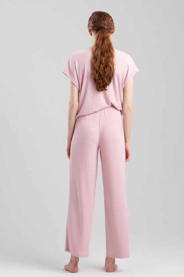 Natori Eden Rib Knit Everywhere Straight Leg Pants Rose Quartz