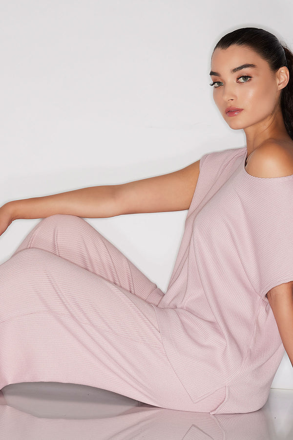 Natori Eden Rib Knit Everywhere Straight Leg Pants Rose Quartz