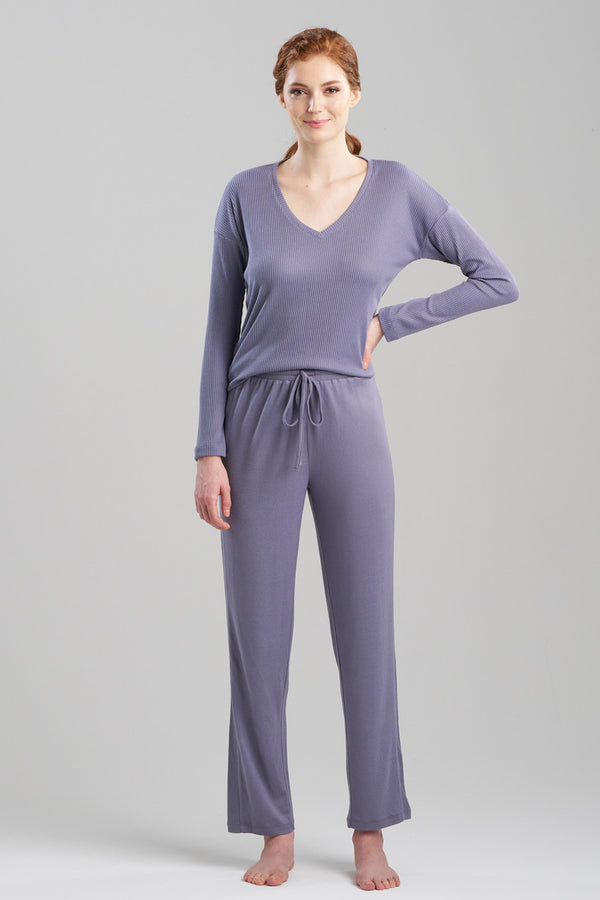 natori Eden Rib Knit Everywhere Tapered Pants Blue Iris