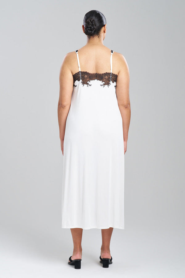 Natori Enchant Lace Applique Slip Dress Ivory/Black