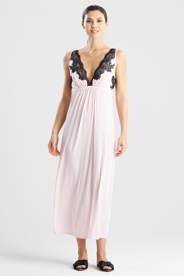 Natori Enchant Lace Applique V-Neck Slip Dress Blush Pink