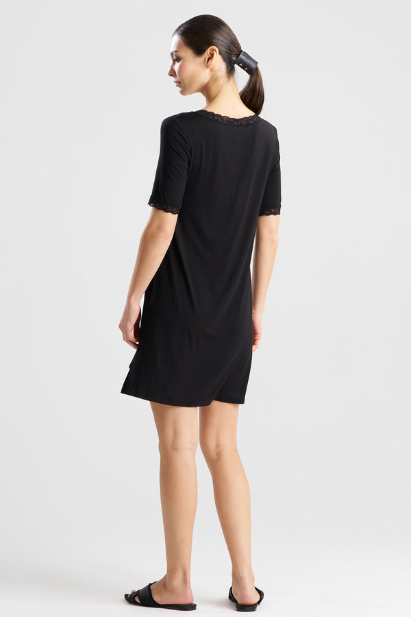 Natori Feather Essentials Lenzing™ Ecovero™ Viscose Lace Sleepshirt Black