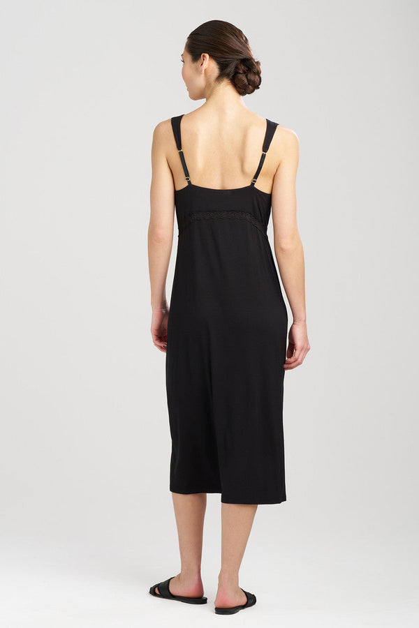 Natori Feathers Essentials Lenzing™ Ecovero™ Viscose Lace Applique Slip Dress Black