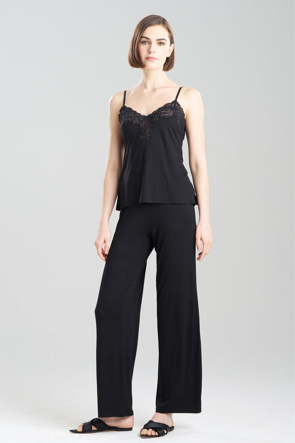 natori Feathers Essentials Lenzing™ Ecovero™ Viscose Lace Cami PJ Black