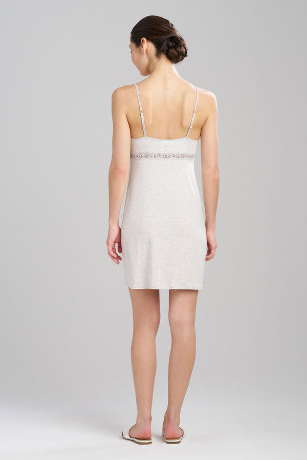 Natori Feathers Essentials Lenzing™ Ecovero™ Viscose Lace Applique Chemise Light Heather Grey