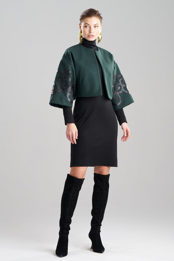 Natori Felt Embroidered Cropped Jacket Bottle Green