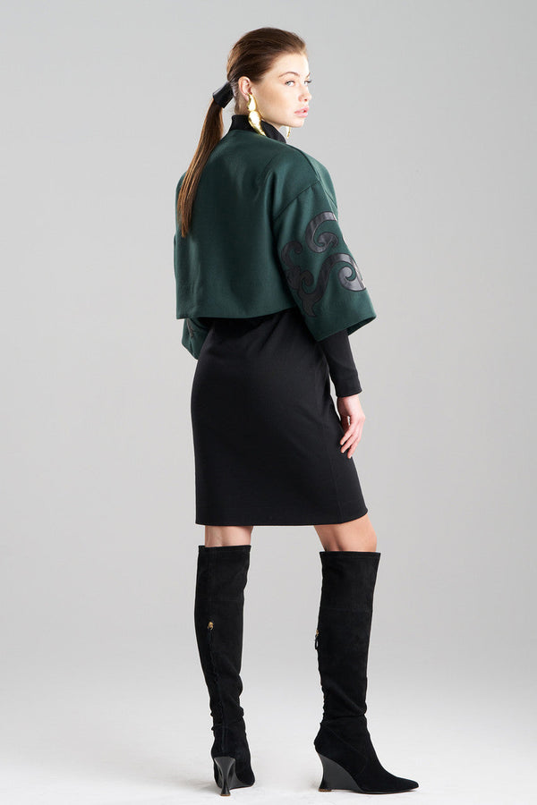 Natori Felt Embroidered Cropped Jacket Bottle Green