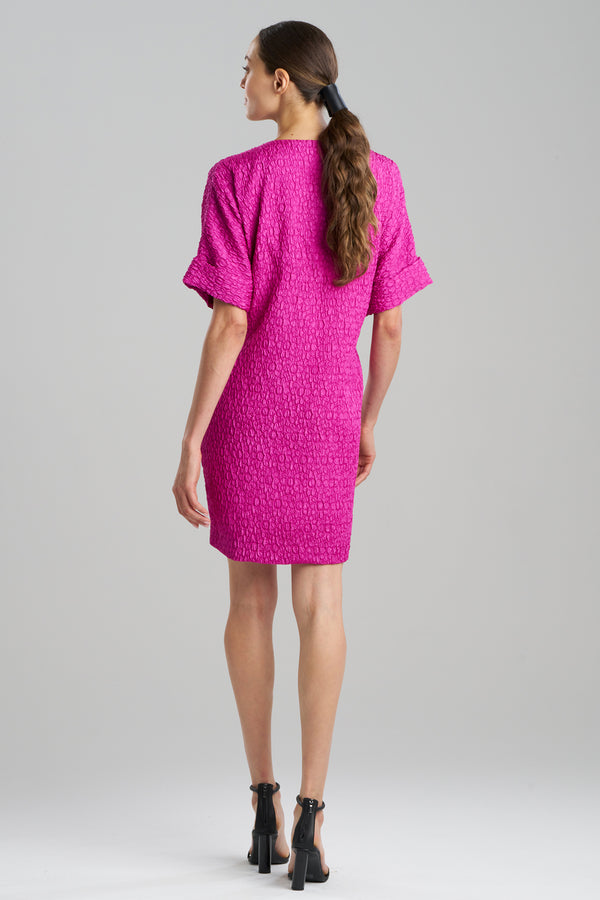 Natori Floral Crinkle Jacquard T-Shirt Dress Fuchsia