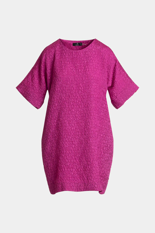 Natori Floral Crinkle Jacquard T-Shirt Dress Fuchsia