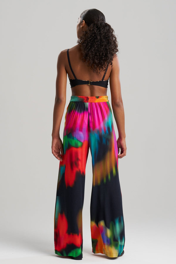 Natori Floral Mirage Printed Rayon Pants Black Multi