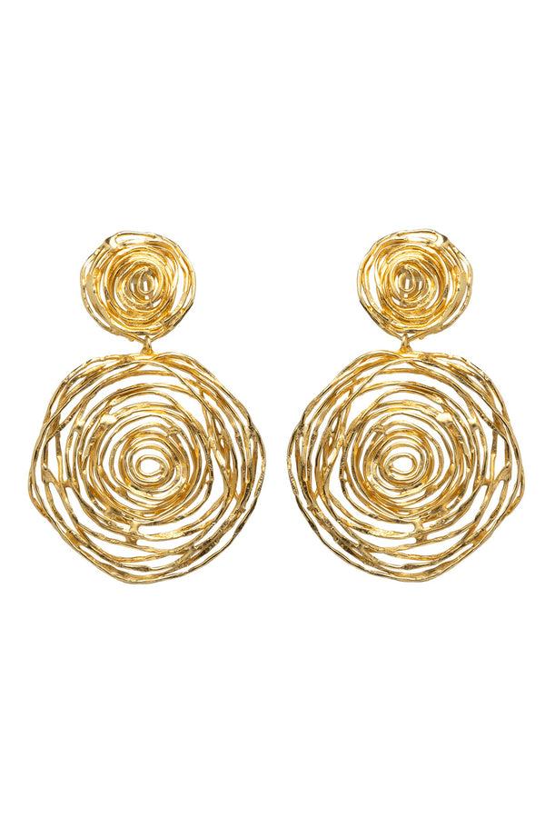 natori Gold Brass Wire Hoop Drop Earrings Antique Gold
