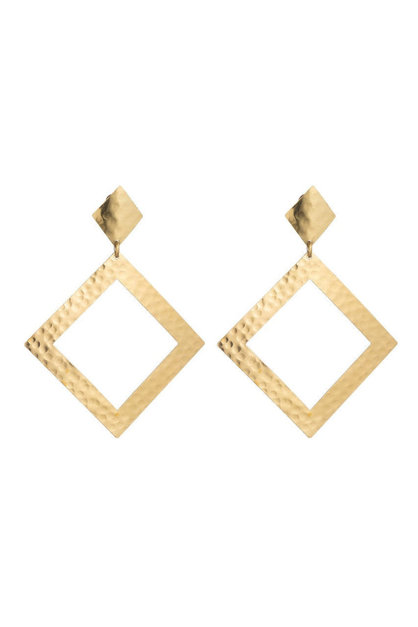 natori Gold Plated Brass Diamond Shape Clip Earrings Gold