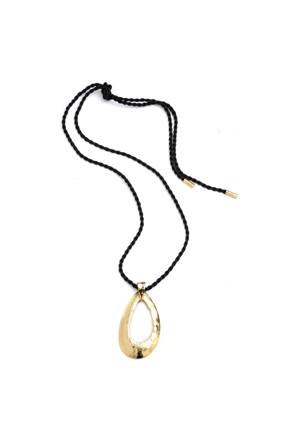 natori Gold Plated Brass Oval Pendant Necklace Gold