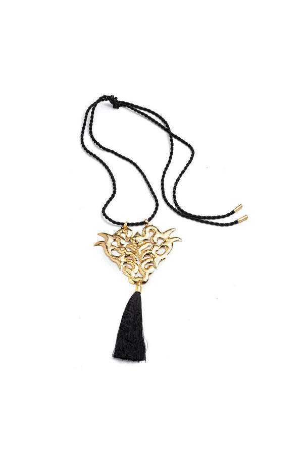 natori Gold Plated Brass Scroll Pendant Necklace Gold